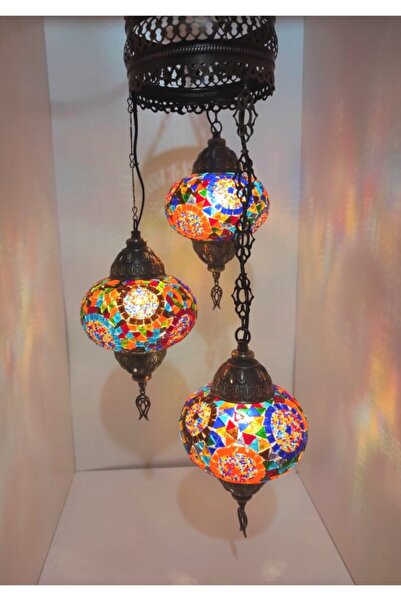 alaca gül Mozaik 3lü Avize Sarkıt Otantik Avize