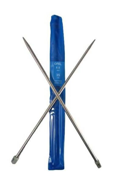 OPAL No:8 Düz Örgü Şiş 35cm Ergonomik Yapı Takılma Yapmaz