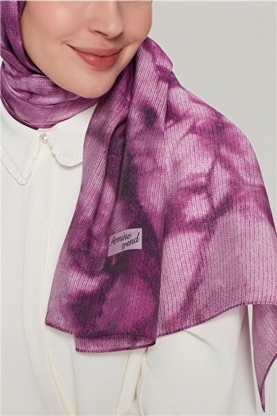 Armine TREND Kadın  Mor Modal Bulut Desen Şal  22