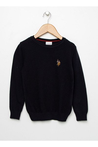 U.S. Polo Assn. Тъмносин трикотажен пуловер за момче