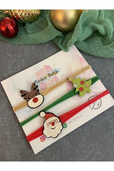 Miniko Butik مجموعة ربطات شعر عيد الميلاد مكونة من 3 قطع
