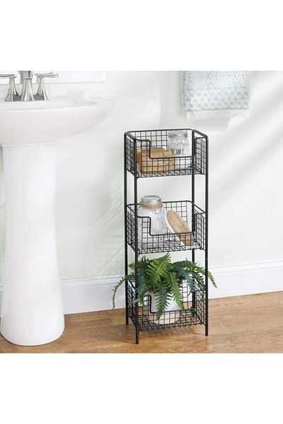 GO DEKOR Multi-Purpose 3-Tier Vertical Bathroom Shelving Unit