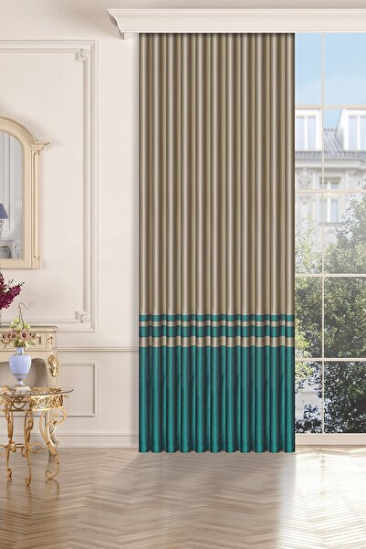 Mürdüm Perde Turkuaz Modern Saten Fon Perde