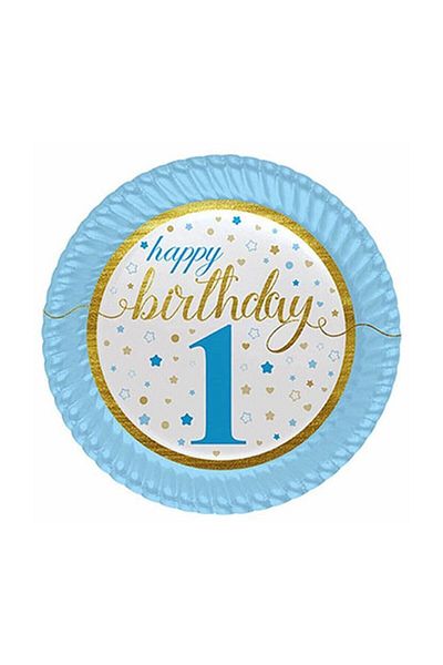 Roll-Up Little Stars 1 Year Old Boy Cardboard Plate 23 cm