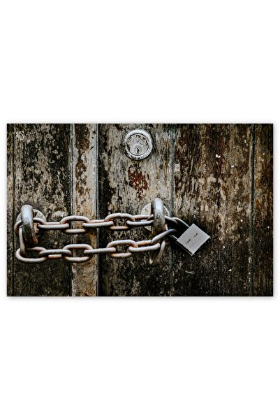 Cakatablo Ξύλινη Κλειδαριά Παλαιού Τύπου Πόρτας και Αλυσίδας (Μέγεθος 25x35 εκ.)