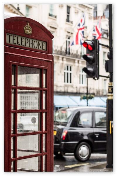 Cakatablo Ahşap Tablo Londra Nostaljik Telefon Kulübesi (50x70 Cm Boyut)
