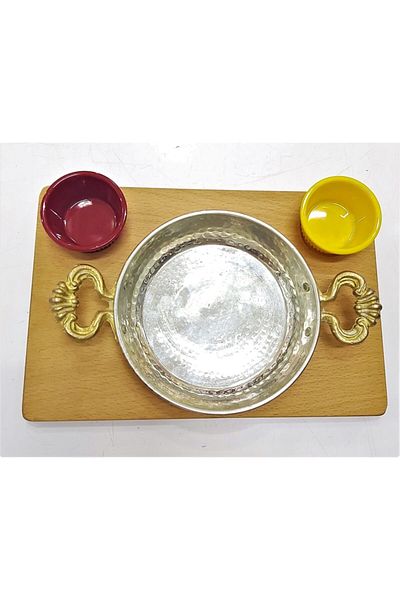 MATARMUTFAK Breakfast Set with Wooden Sauce Bowl and Copper Saucepan