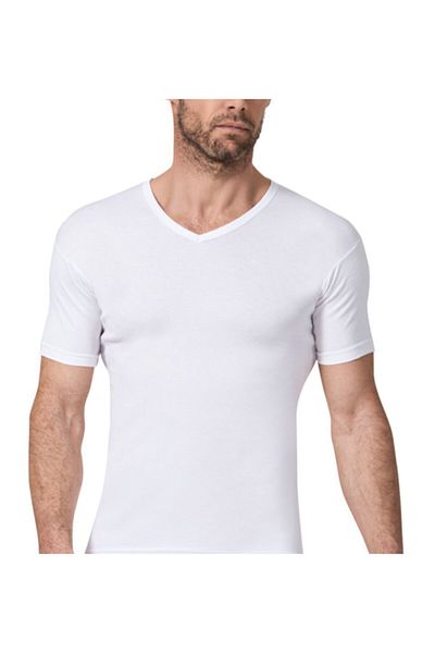 Tutku Tricou alb pentru bărbați, 6 bucăți, cu decolteu în V, cu jumătate de mânecă