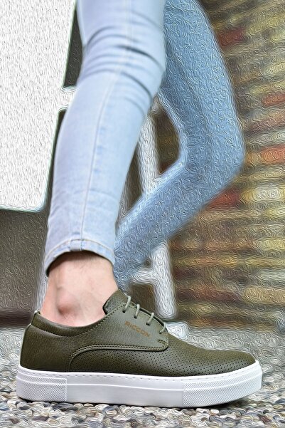 Riccon Bedruckte Khaki-Sneakers für Herren0012365