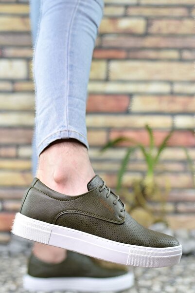 Riccon Bedruckte Khaki-Sneakers für Herren0012365