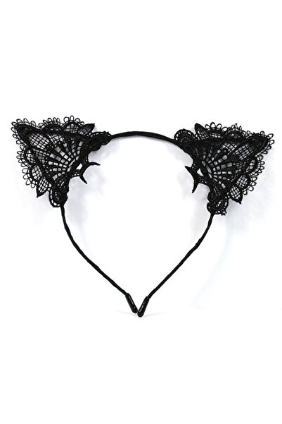 MODAMOT Dantelli Kedi Kulaklı Siyah Taç