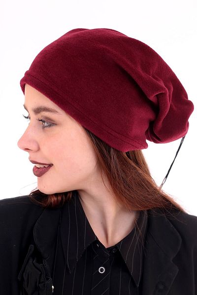 Deafox Căciulă din fleece pentru damă, bordeaux, cu gât, DFX61951