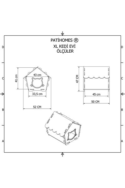 Patihomes كوخ للقطط مقاس XL