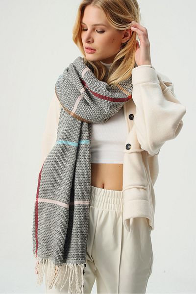 Trend Alaçatı Stili Schultertuch - Grau - Casual
