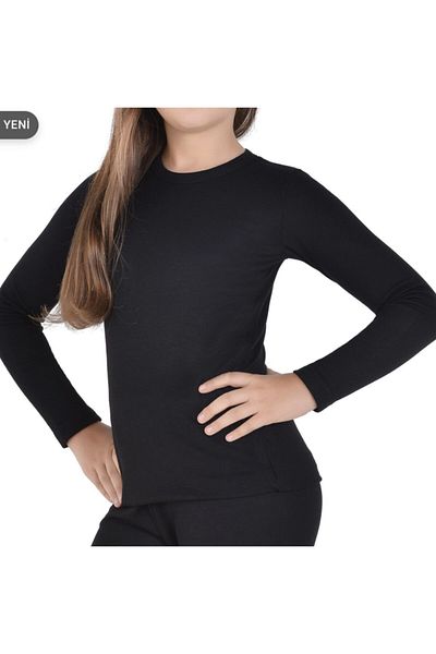 Tutku Girl's Black Thermal Undershirt Underwear