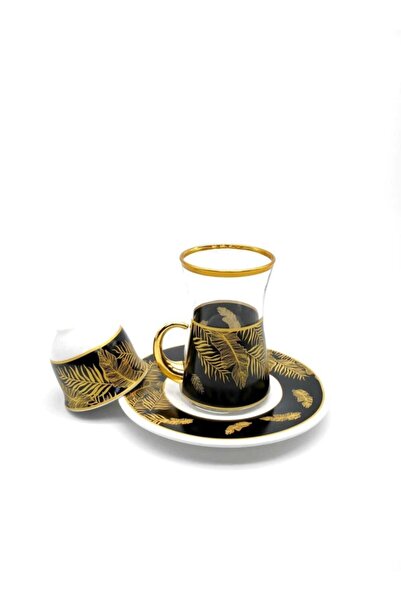 ÖzcamKristal 18 Parça 6 Kişilik Desenli Çay Takımı