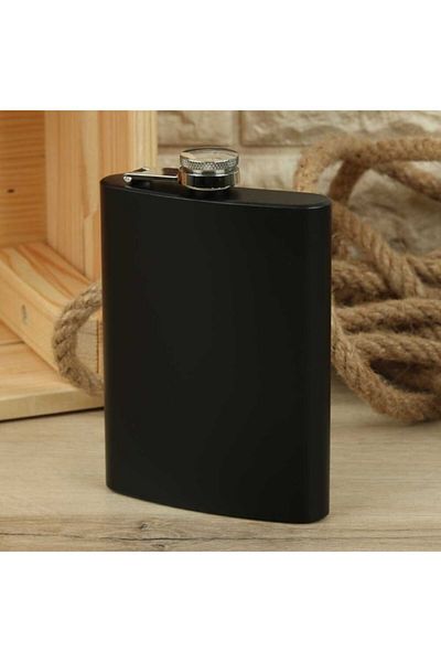 Gezginimport Black Stainless Steel Flask - 8 Oz Whiskey Cognac Alcohol Bottle