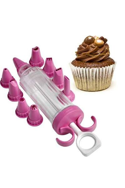 NetFırsat Cream Pump Pastry Cookie Cake Decorator 9 Different Heads Practical Use Cream Squeezing Apparatus