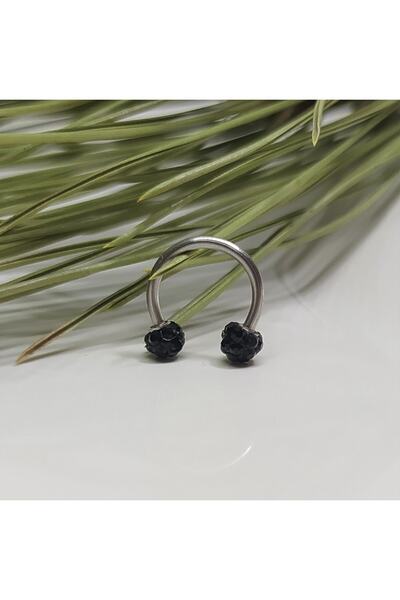 Işıl Işıl Cerrahi Çelik Siyah Zirkon Taşlı Piercing, Kulak, Dudak, Burun, Sep...