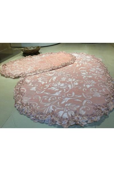 Ayhan Çeyiz French Lace Bath Mat Toilet Set