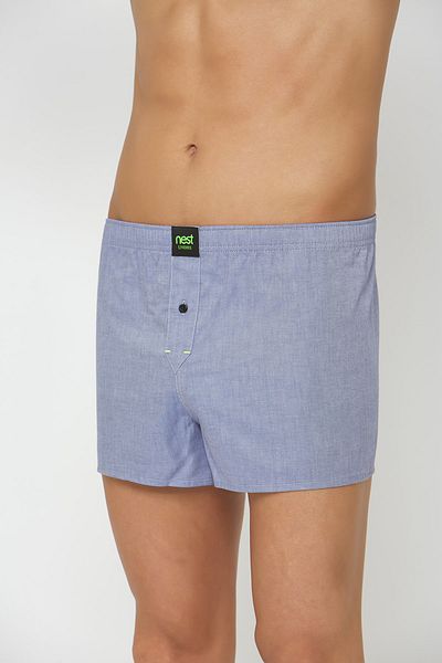 NEST Undies Boxeri albastru din bumbac poplin pentru bărbați