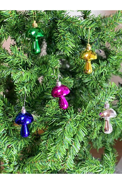 QUEEN AKSESUAR Set de ornamente pentru copac de pin cu ciuperci colorate meta...