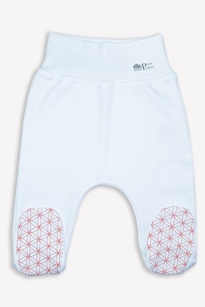 Ozmoz By Mukadder Özden Organic Flower of Life Printed White Baby Booties Bottom