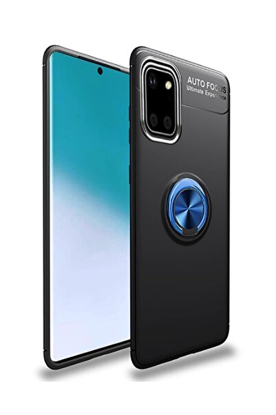 KZY İletişim Samsung Note 10 Lite Kılıf Renkli Yüzüklü Manyetik Kapak Siyah -...
