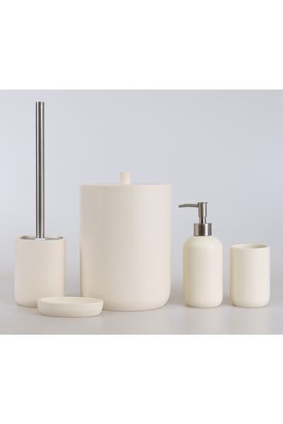 By Selim Selim Polyester 5 Parça Banyo Takımı Seti Elegance Krem