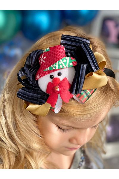 QUEEN AKSESUAR New Year's New Year's Special Gift in Box Snowman Pleated Bow Satin Luxury Adult and Children's Crown