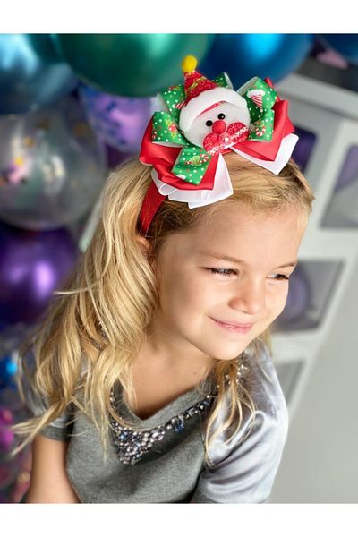 QUEEN AKSESUAR New Year's New Year's Special Box Gift Decorated Snowman Jewelled Luxury Satin Crown Wide Red