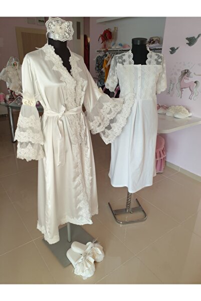 Tozpembebaby Women's White Maternity Dressing Gown and Nightgown