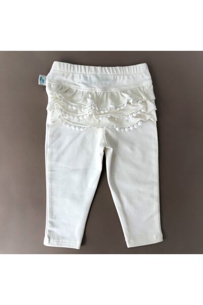 LITTLE'S WORLD Kız Bebek Ekru Arkası Fırfırlı Tayt