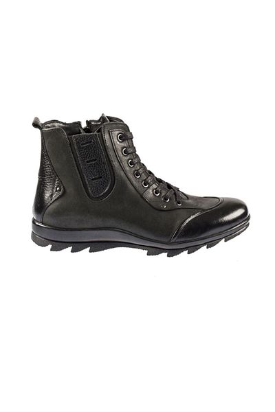 Fosco Men's Black Lace-Up Rubber Sole Sports Warm Lining Boots