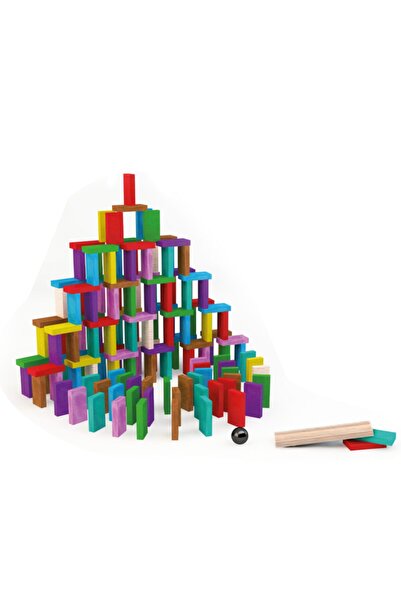 Redka Kırmızı 152 Parça Ahşap Renkli Domino