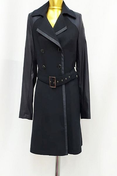 YILDIZ Women's Navy Blue Seasonal Cap Trench Coat