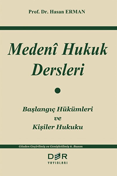 Der Yayınları Medeni Hukuk Dersleri Başlangıç Bölümü Hasan Erman