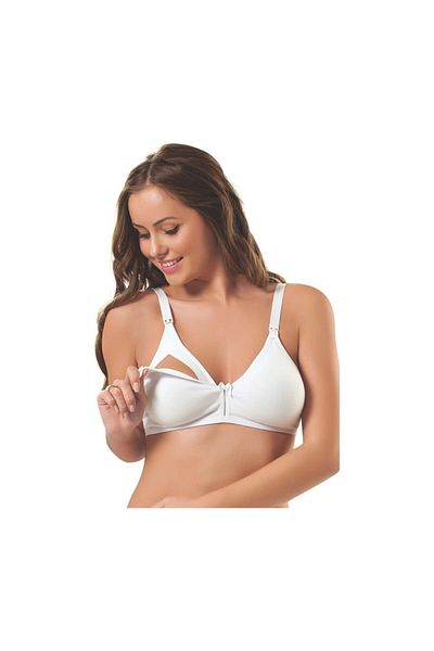 NBB Sutien alb pentru alăptare din bumbac organic pieptănat pentru femei