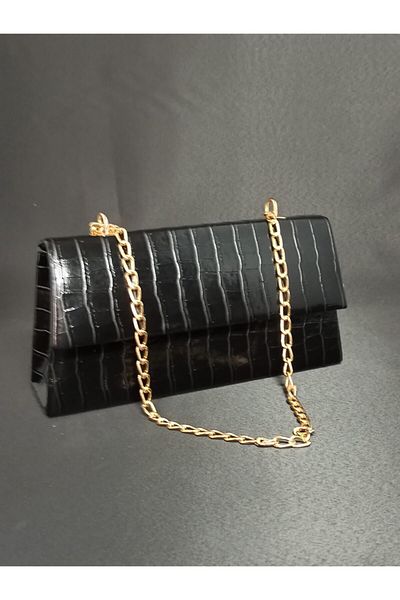 dizaynbag Τσάντα με λουράκι από μαύρο κροκόδειλο