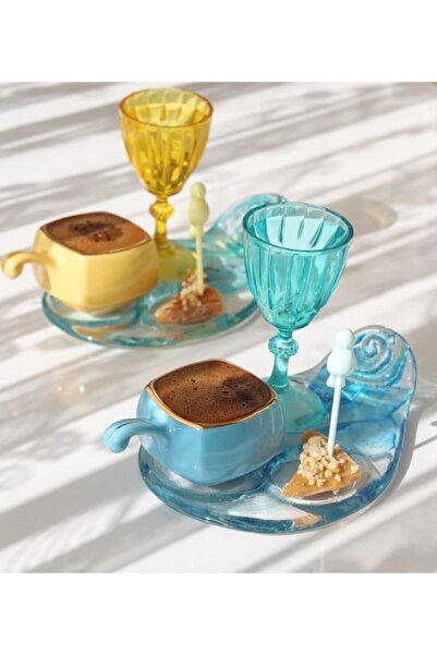 Tavcam طبق تقديم القهوة - تركواز