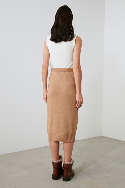 Trendyol Collection Camel Slit Detailed Knitwear Skirt Twoaw21Et0757