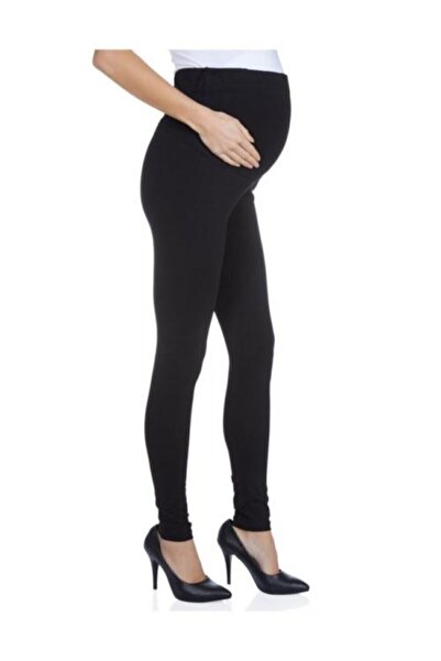 Momslab Women's Black Maternity Waist Adjustable Cotton Leggings