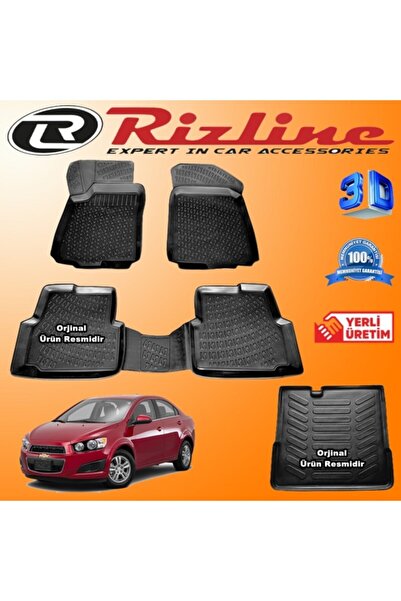 Rizline Chevrolet Aveo 3d Paspas + 3d Bagaj Havuzu Sedan 2011 Sonrası Siyah Set