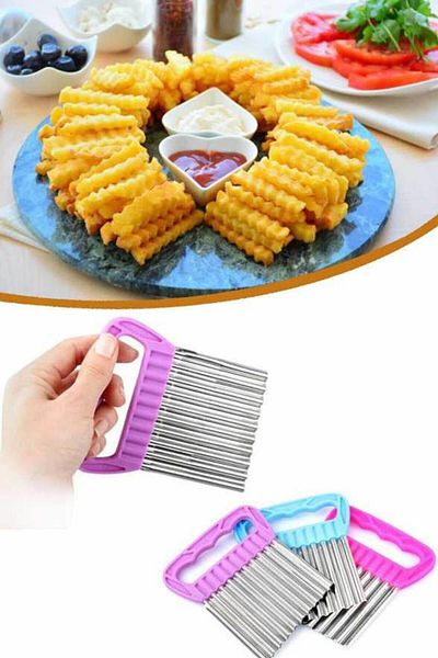 QNİAY Chips Chopper Shaped Vegetable and Fruit Slicer Serrated Potato Slicer