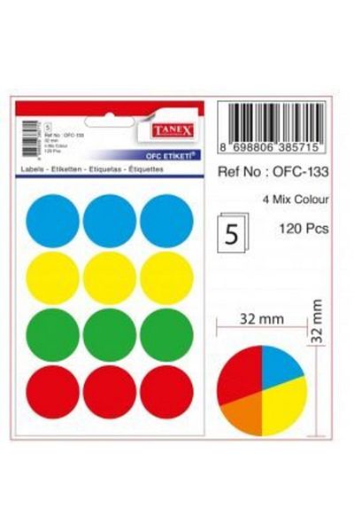 Tanex Ofc-mx133 Θερμική Ετικέτα Μικτό Χρώμα 32 Χλστ