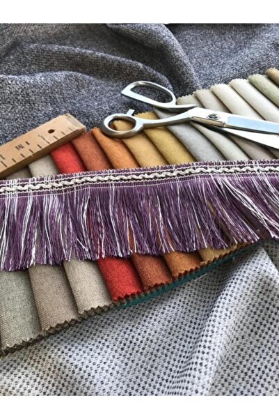 Saççax Exclusive Mor-krem Renk Perde Püskülü Samba Saçak