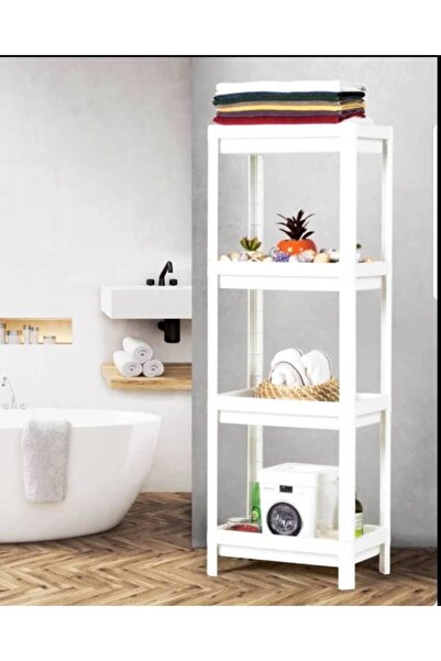 Hitfoni Çok Amaçlı Plastik 4 Katlı Banyo Mutfak Balkon Rafı Beyaz