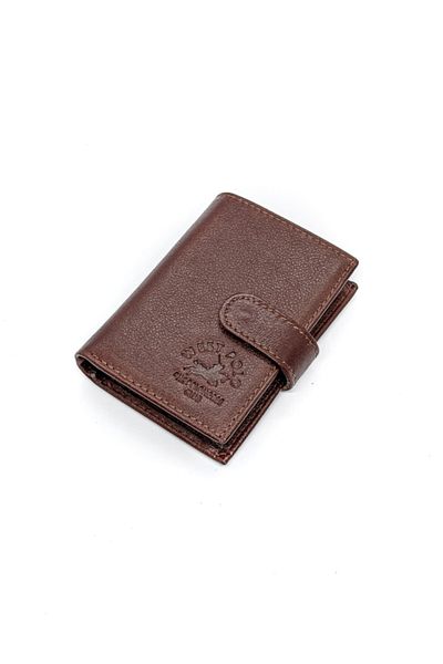 Westpolo Genuine Leather Transparent Card Holder with Compartment and Placket Brown Wallet Card Holder