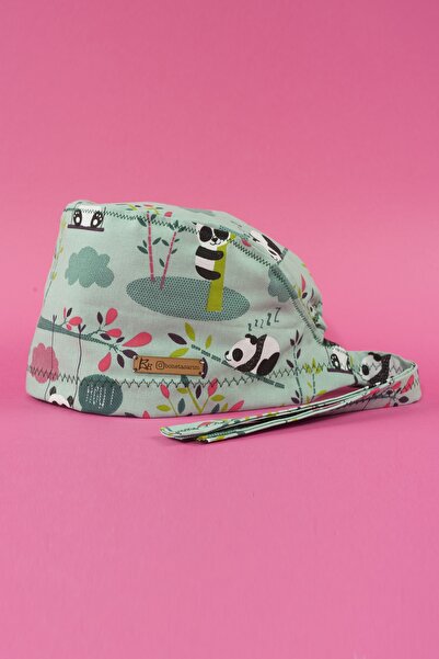 Best Bone Yeşil Panda Desenli Cerrahi Bone