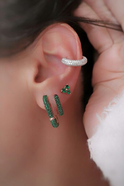 MySilvers Yeşil Taşlı Küpe Kombinimiz